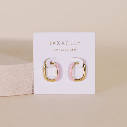 Color Dipped Rectangle Hoop Earrings