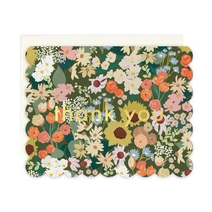 Flower Market Scallop Thank You Card