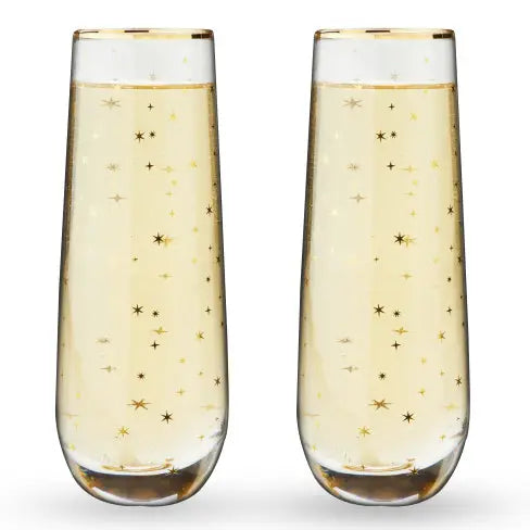 Starlight Golden Stemless Champagne Flutes - Set of 2