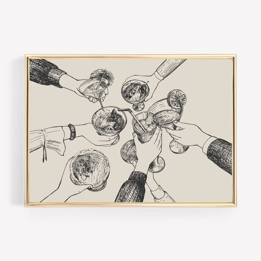 Bar Cart Art Print - Tan