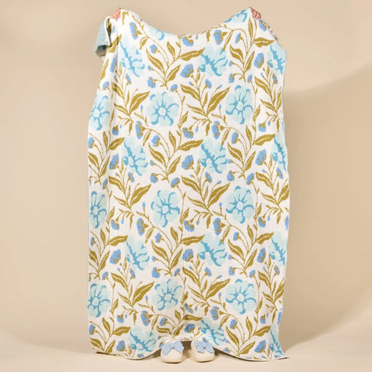 Cozy Dreams Luxe Blanket – Poppin' Petals Aqua