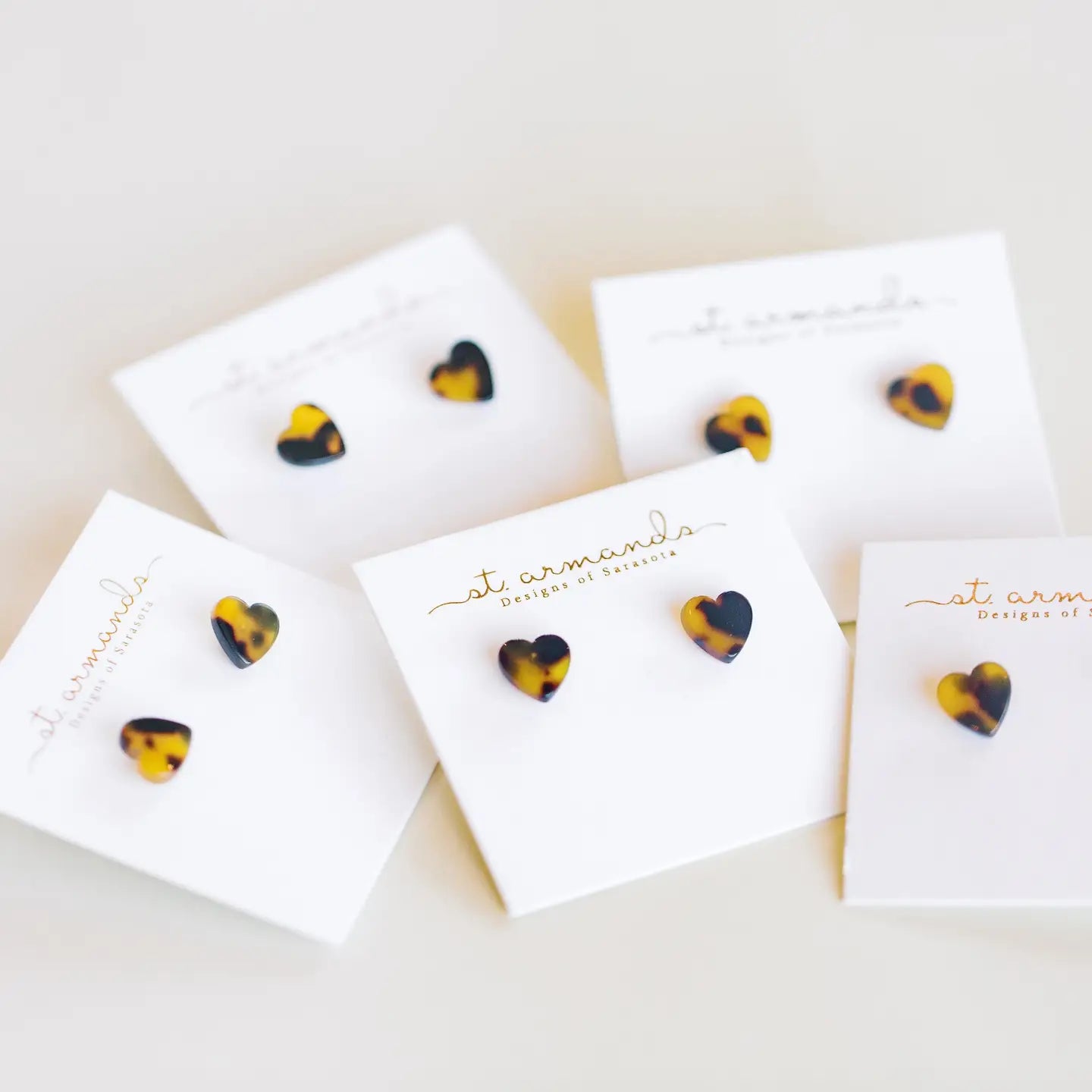 Brown Tortoise Heart Studs