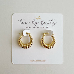 Gold Filled Croissant Twist Hoops