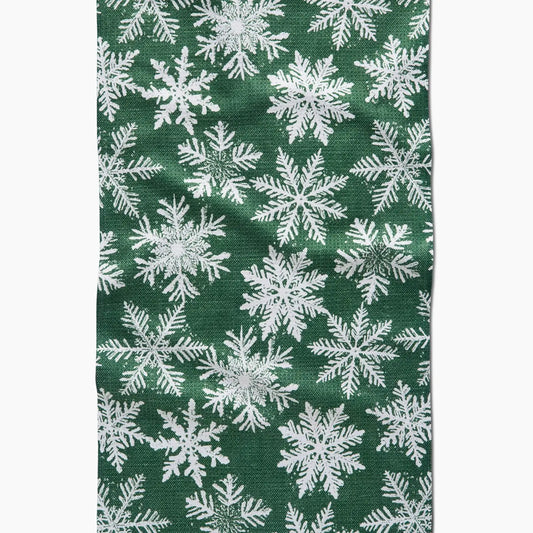 Snowy Days Green Tea Towel
