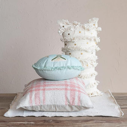 White & Gold Lumbar Pillow with Sequins