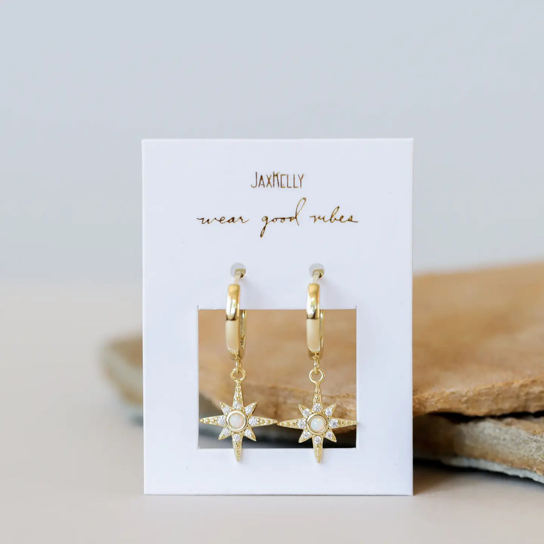 Celestial Starburst Mini Hoop Gold Earrings