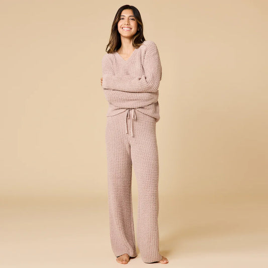 Waffle Marshmallow V-Neck with Long Pant