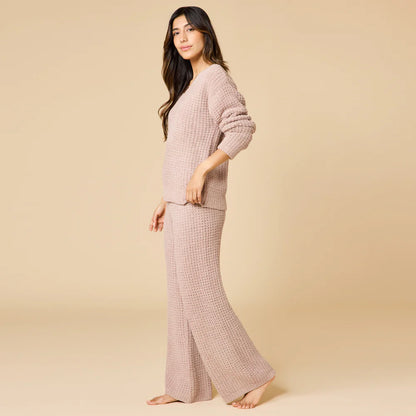 Waffle Marshmallow V-Neck with Long Pant