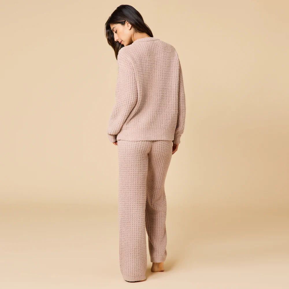 Waffle Marshmallow V-Neck with Long Pant