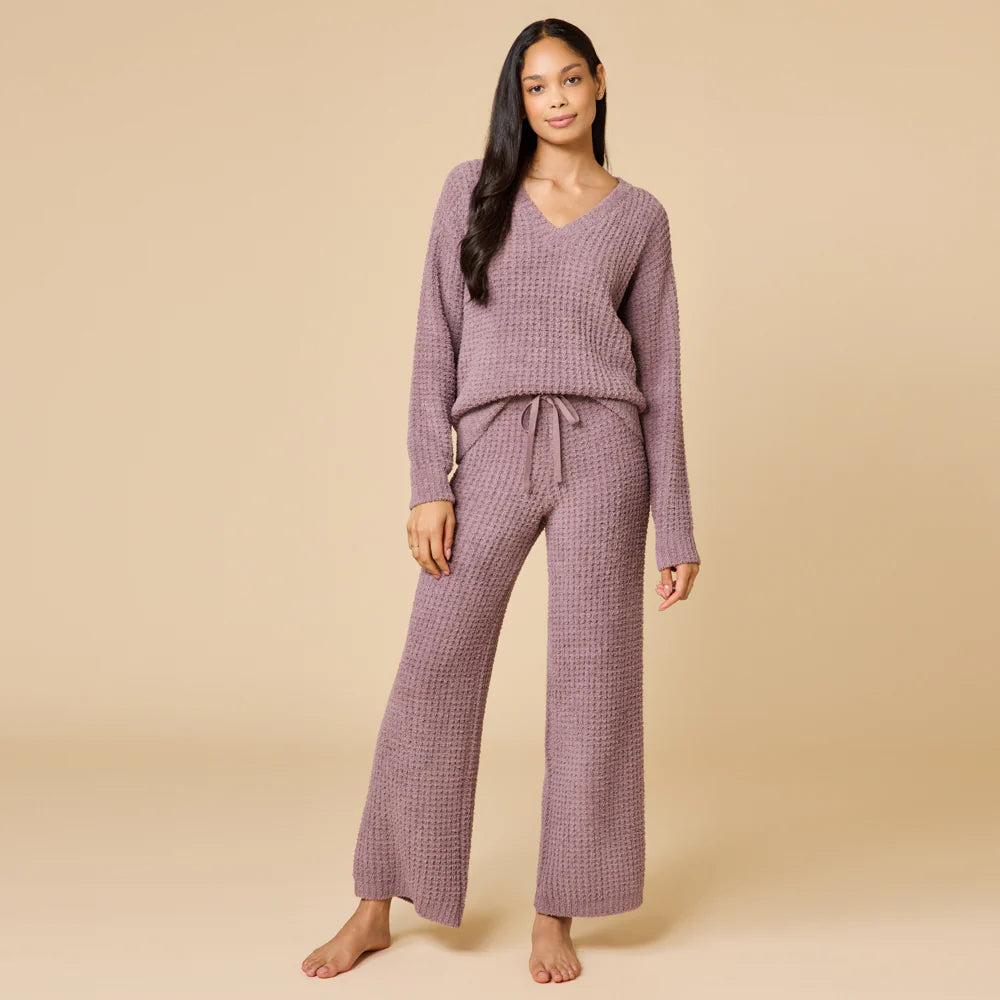 Waffle Marshmallow V-Neck with Long Pant