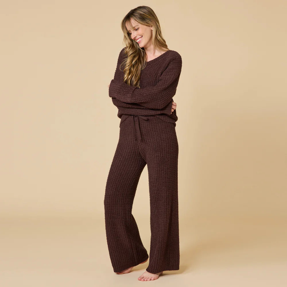 Waffle Marshmallow V-Neck with Long Pant