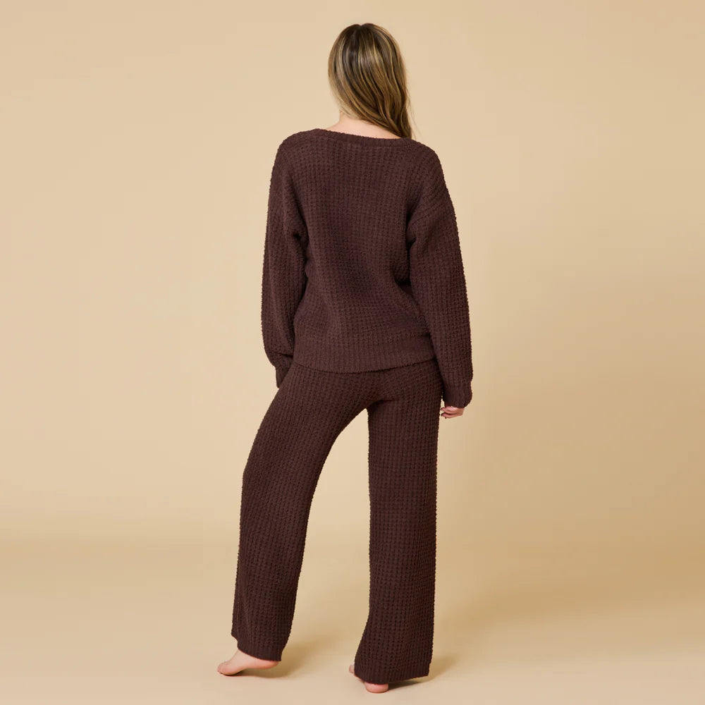 Waffle Marshmallow V-Neck with Long Pant