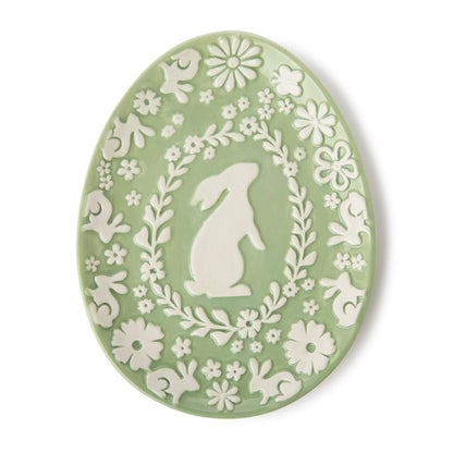 Whimsy Bunny Relief Pattern Egg Shape Plate
