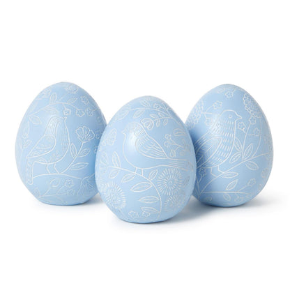 Hand-Carved Blue Egg Decor