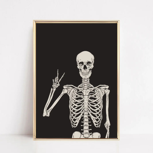 Skeleton Peace Sign Art Print