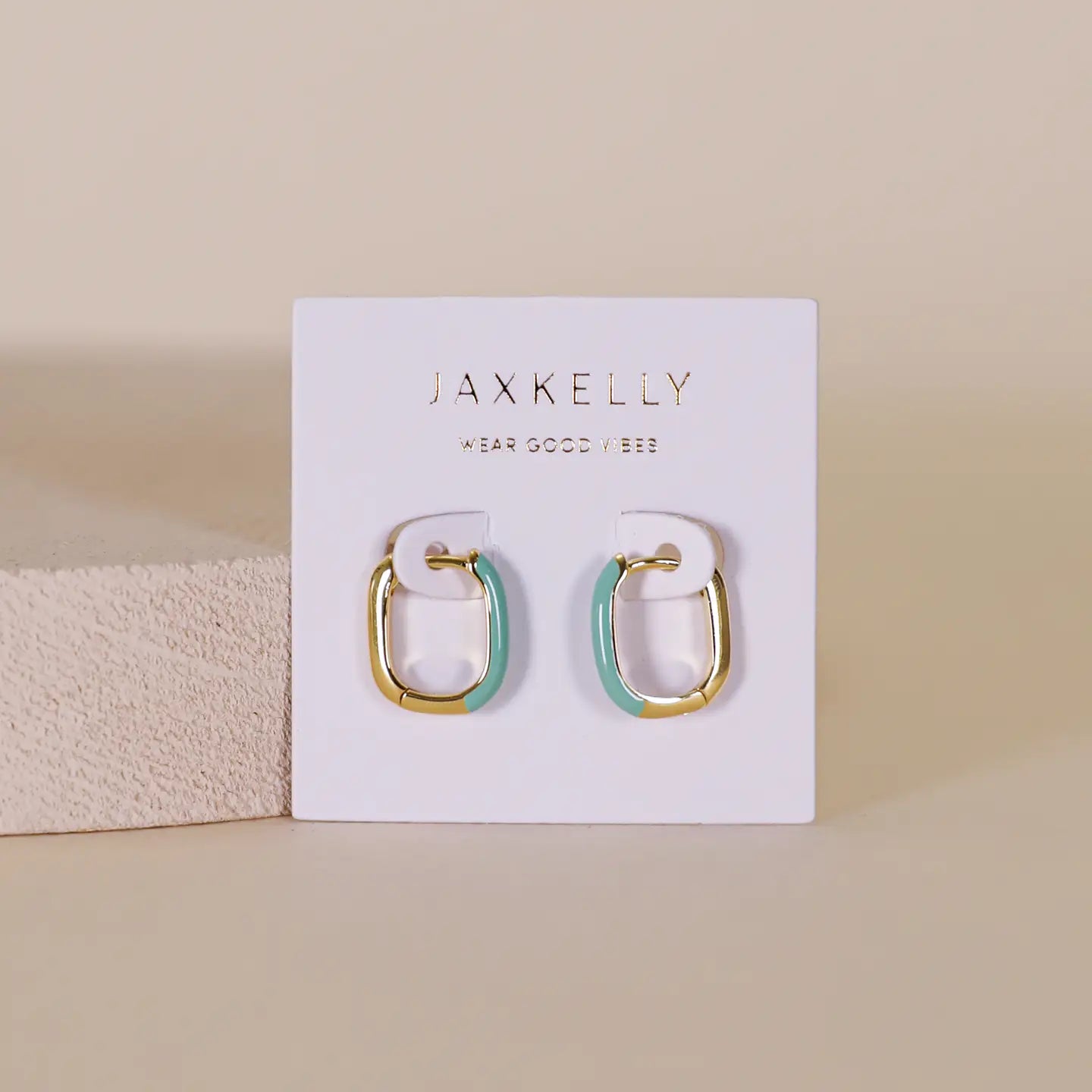 Color Dipped Rectangle Hoop Earrings