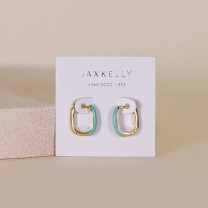 Color Dipped Rectangle Hoop Earrings