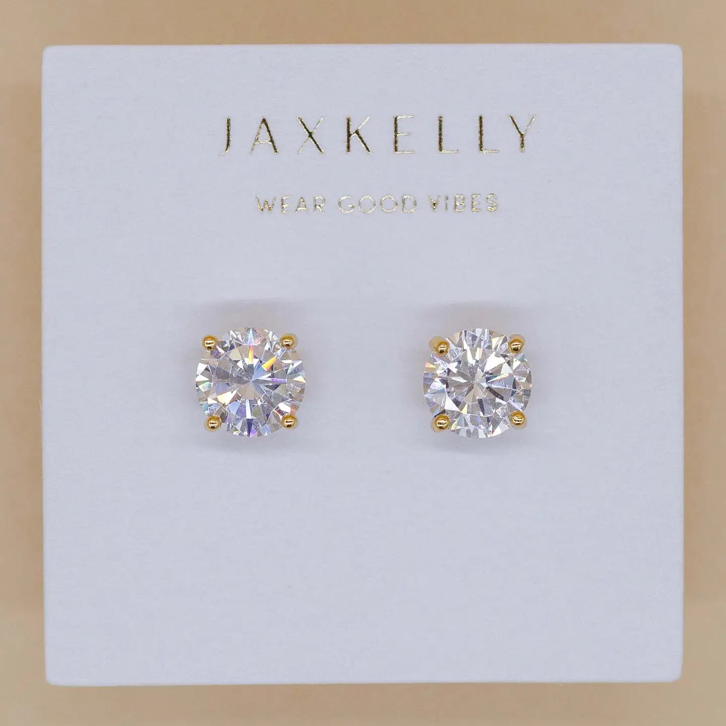 Round Cz Gold Earrings