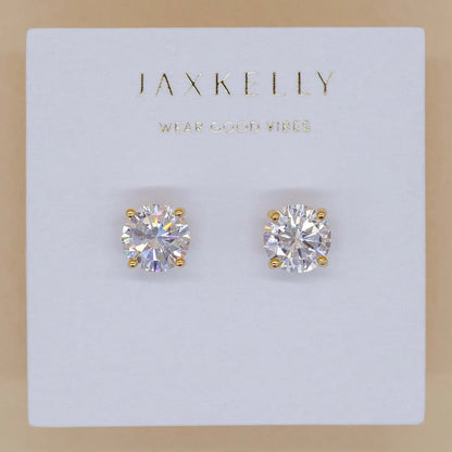 Round Cz Gold Earrings