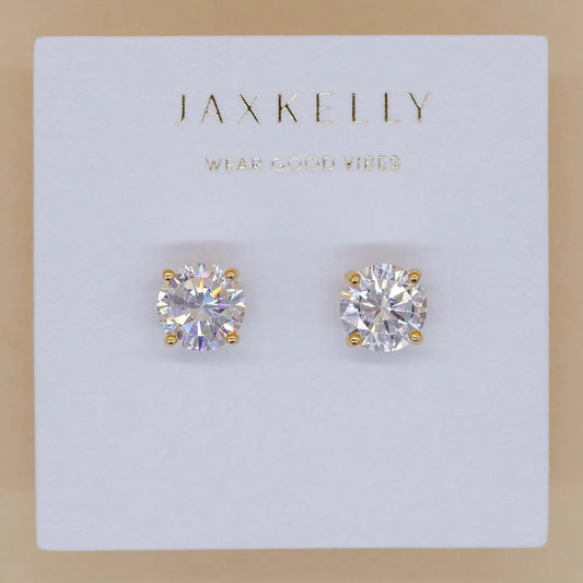 Round Cz Gold Earrings
