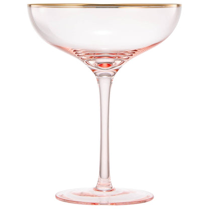 Gorgeous Gilded Pink Rim Coupe | Set of 2
