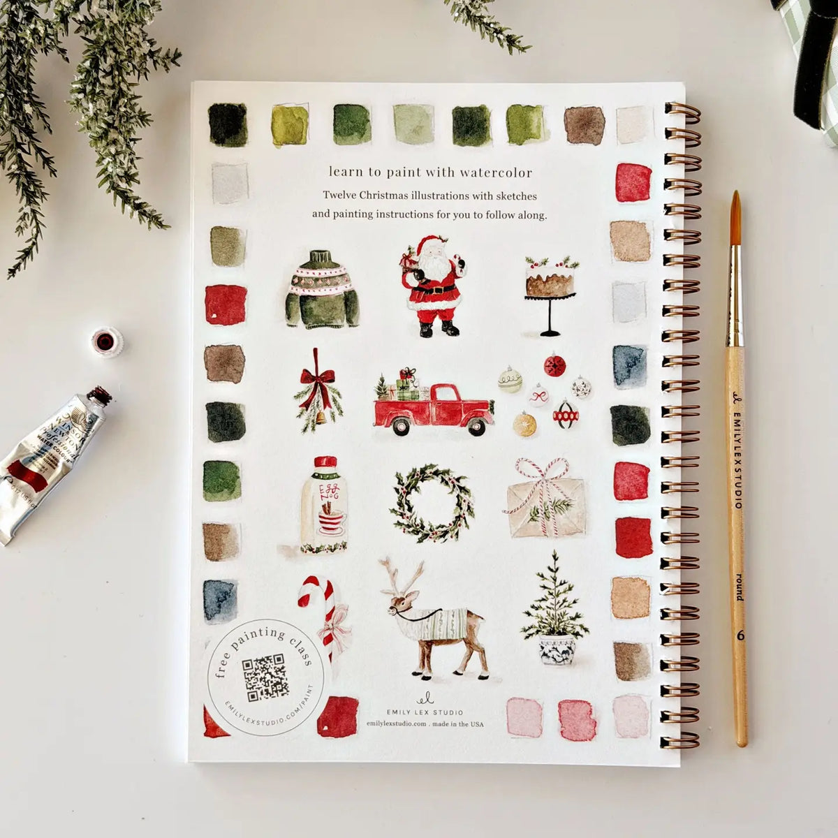 Classic Christmas Watercolor Workbook