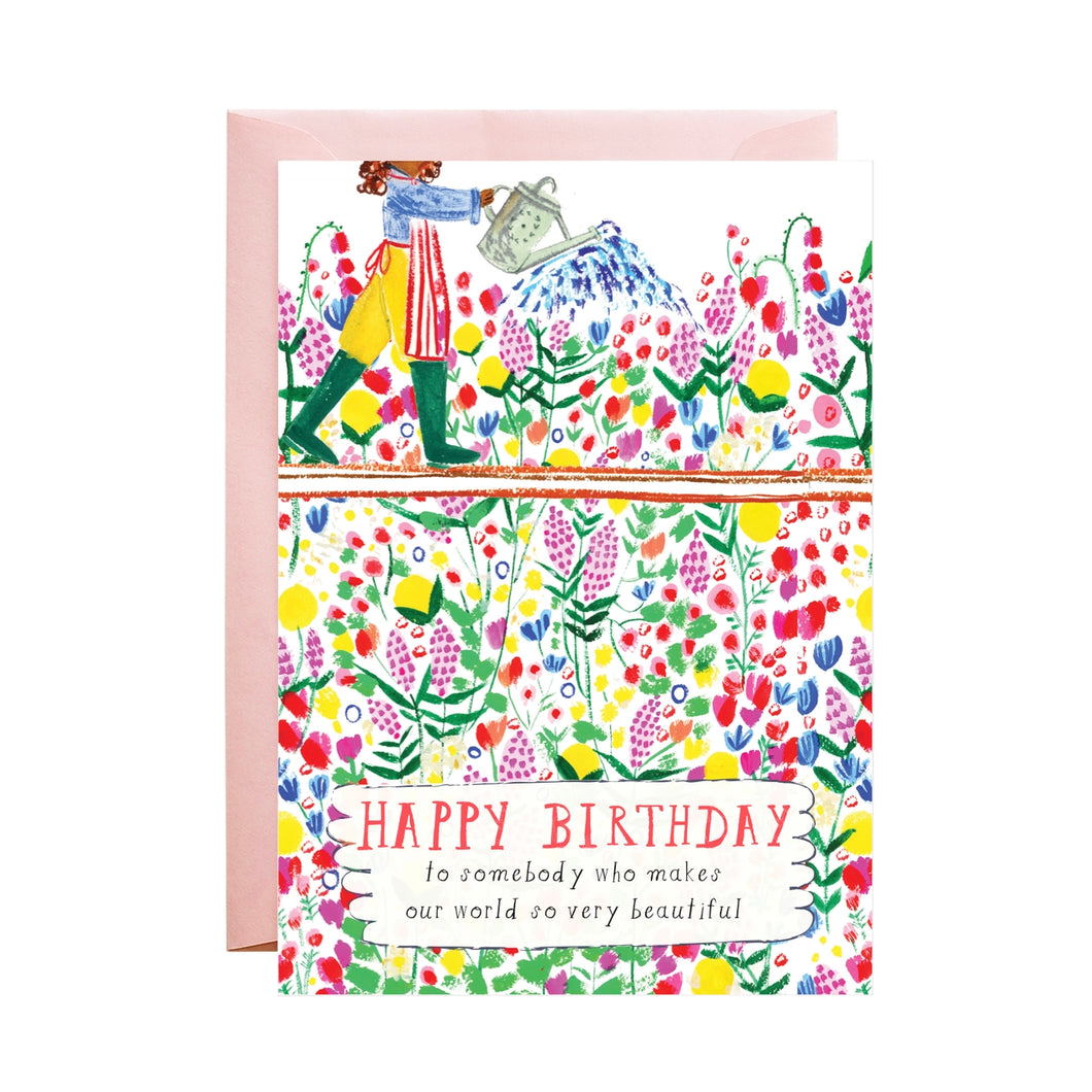 Happy Birthday Peonies and Roses Greeting Card