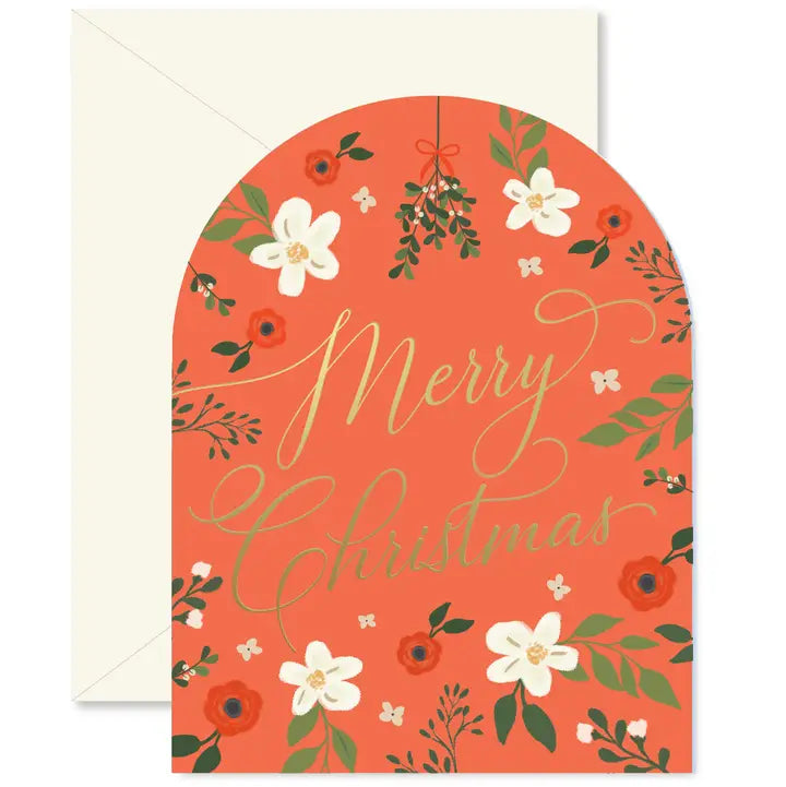 Red Christmas Floral Arch Card