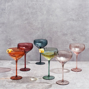 Vintage Tulip Shaped Coupe Glasses | Set of 6