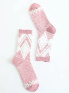 Diamond Pattern Faux Mohair Socks