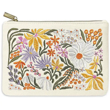 Embroidered Flower Market Pouch