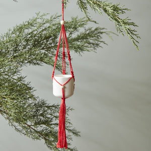 Holiday Macrame Plant Holder Ornament