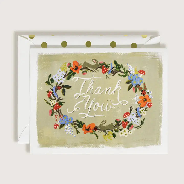 Thank You Garden Flowers Wreath Card