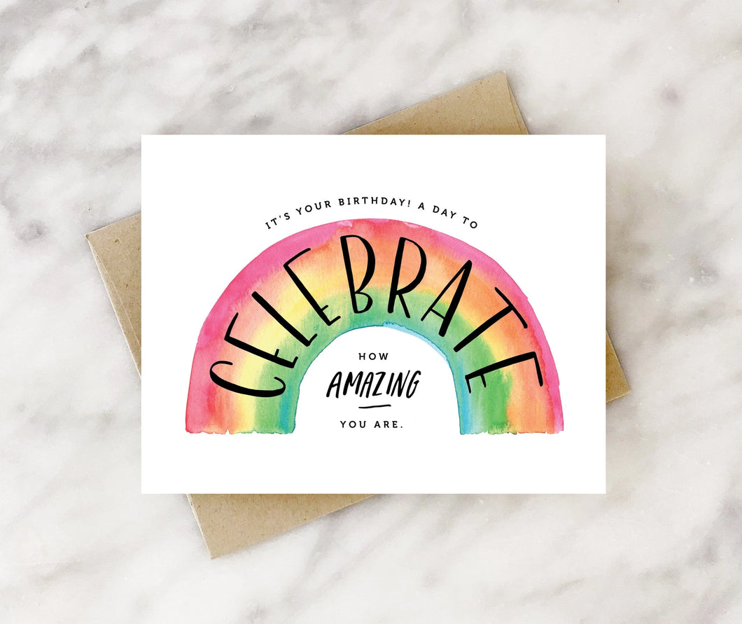 Rainbow Celebration Birthday Card