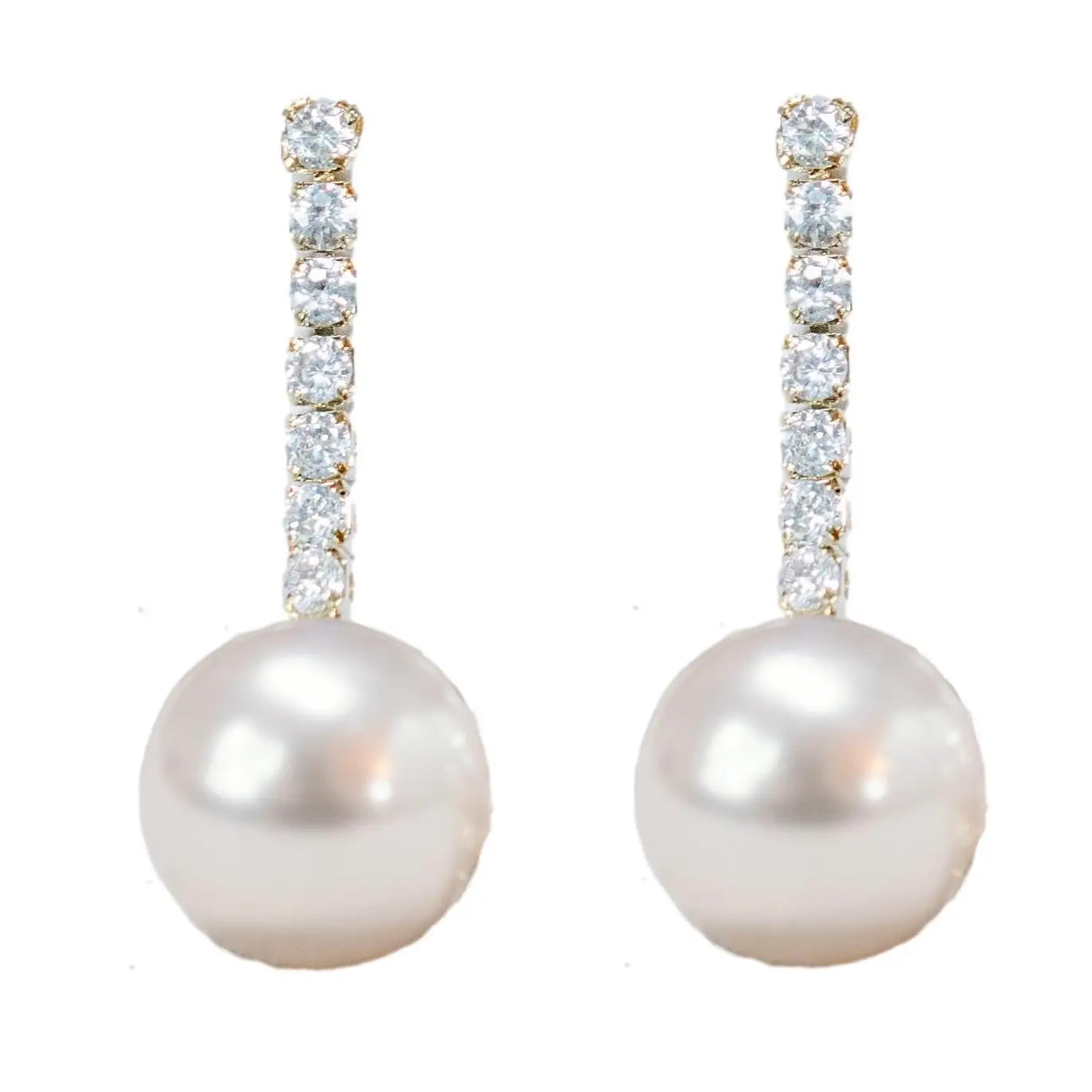 Small Swingy Pearl & Diamond Drop Earrings