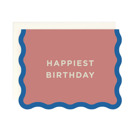 Happiest Birthday Card with Wave Edge