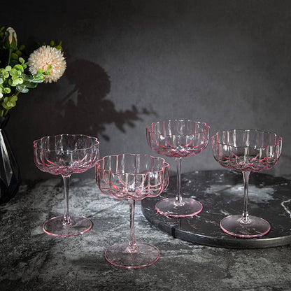 Elegant Flower  Champagne & Cocktail Coupes - Pink Set of 2