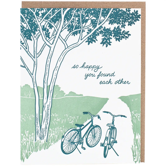 Bikes On A Path Wedding Card