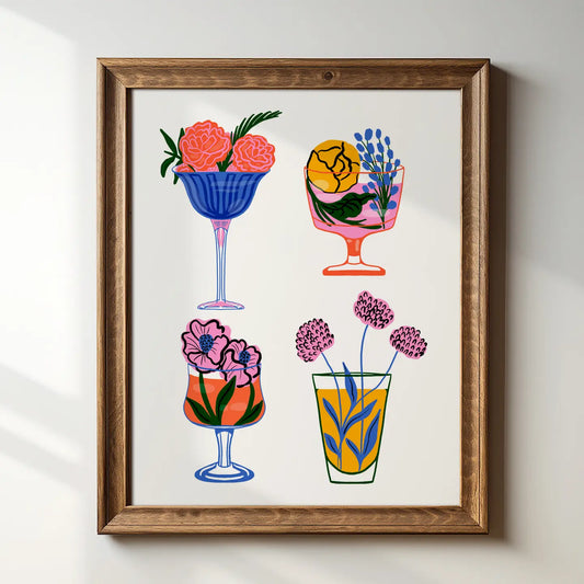Four Botanical Cocktails Art Print