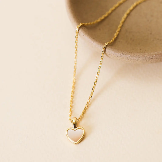 Mini Heart Pendant Necklace - Mother of Pearl
