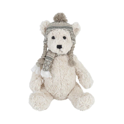 Teddy Bear with nordic printed hat and scarf