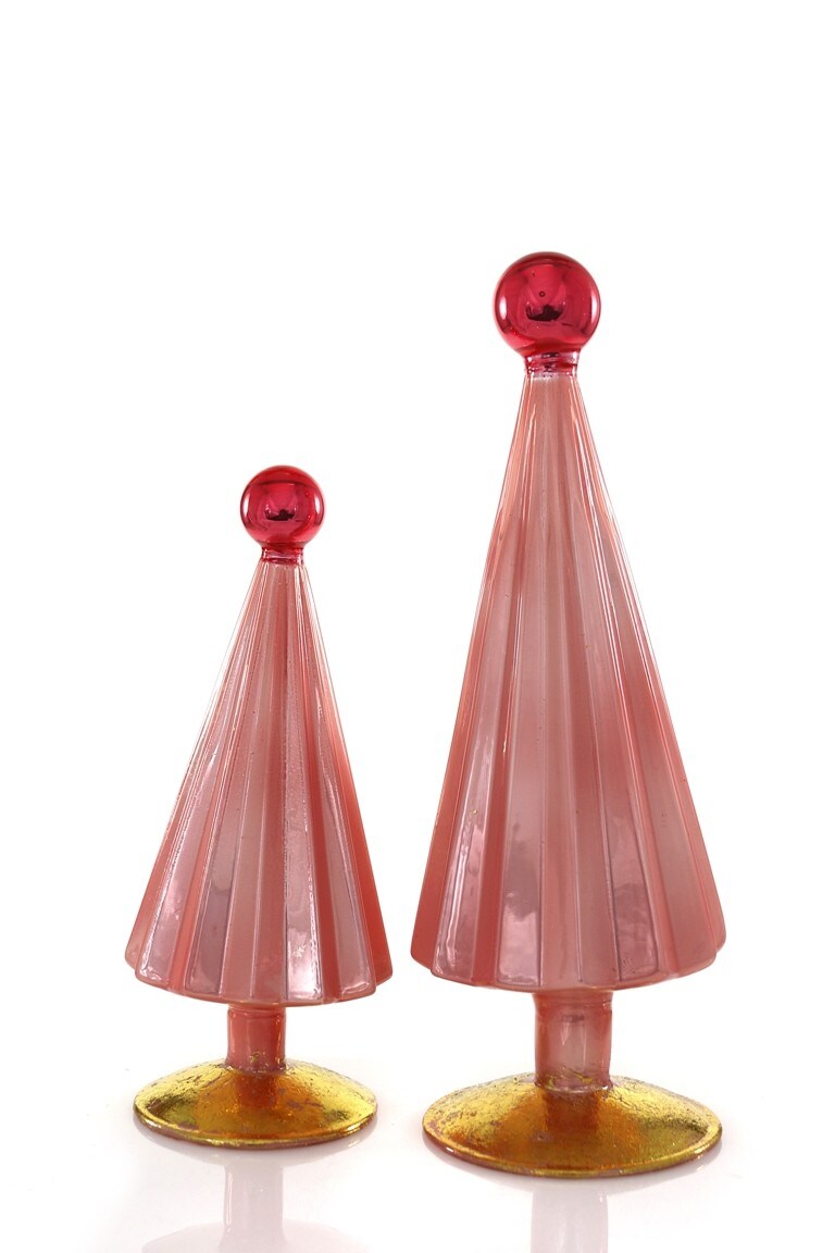 Glass Pink Pleated Trees