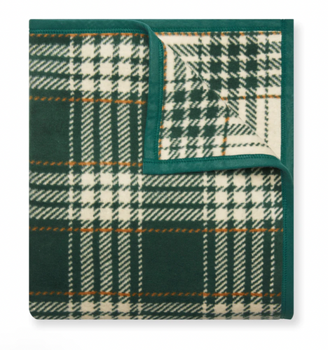 Chappywrap  Plaid Blanket in Evergreen, shell and hazelnut colors