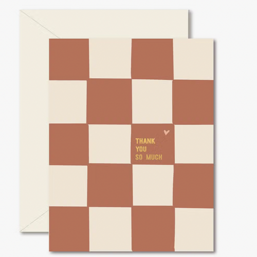 Checkerboard Pattern Card with Thank you so much written in foil 