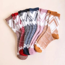 Load image into Gallery viewer, Faux Mohair Diamond Pattern Socks
