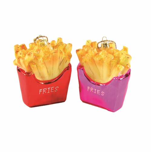 French Fries Ornament in a red or pink box 