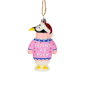 Festive AF Sweater Penguin Ornament