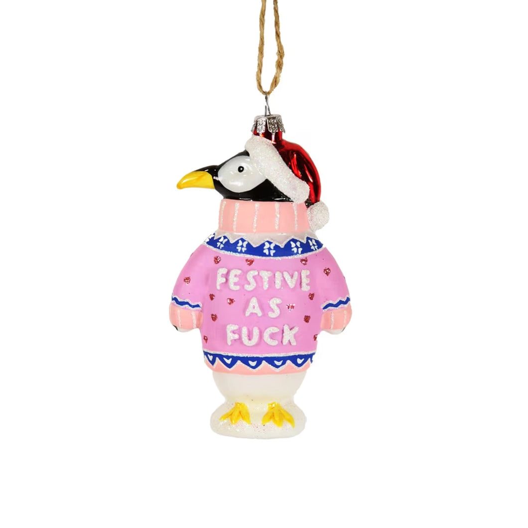 Festive AF Sweater Penguin Ornament