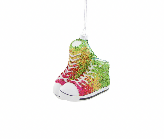 Glittered Rainbow Sneakers Ornament