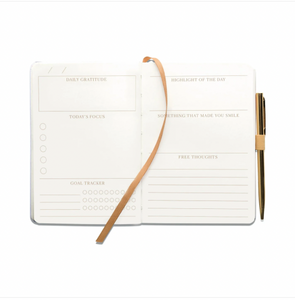 Gratitude Journal - Pause Open face with pen attachment and Ribbon marker 